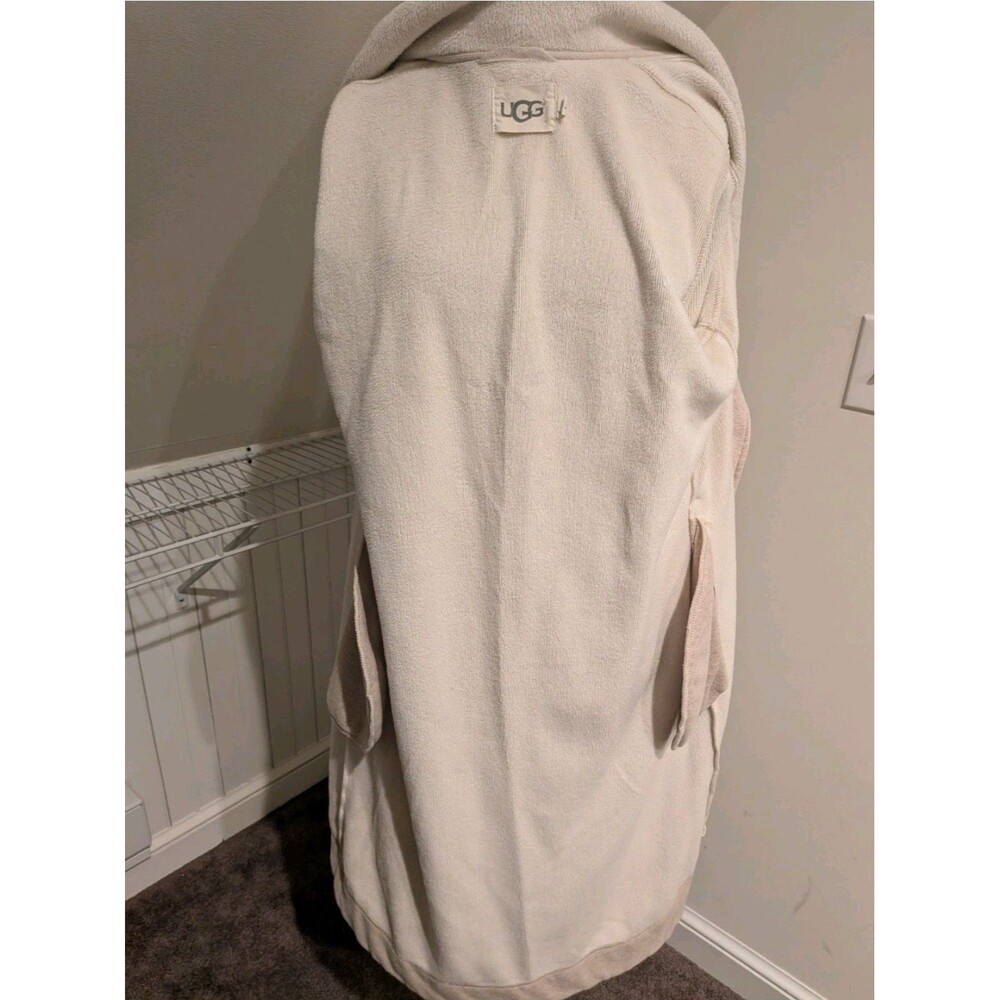 UGG Women Duffield 11 Oatmeal Plush Fleece Robe Shawl Collar Belted Cozy Lounge - Picture 8 of 12